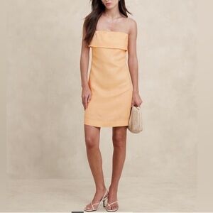 Banana Republic Strapless Linen Mini Dress Sugar Melon